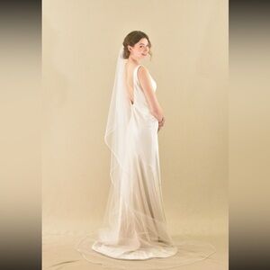Angel Cut Cathedral Veil - 108" long 72" wide wedding veil with satin cord trim